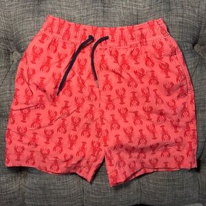 J. Crew Coral Swim Trunks with Red Lobster Print
